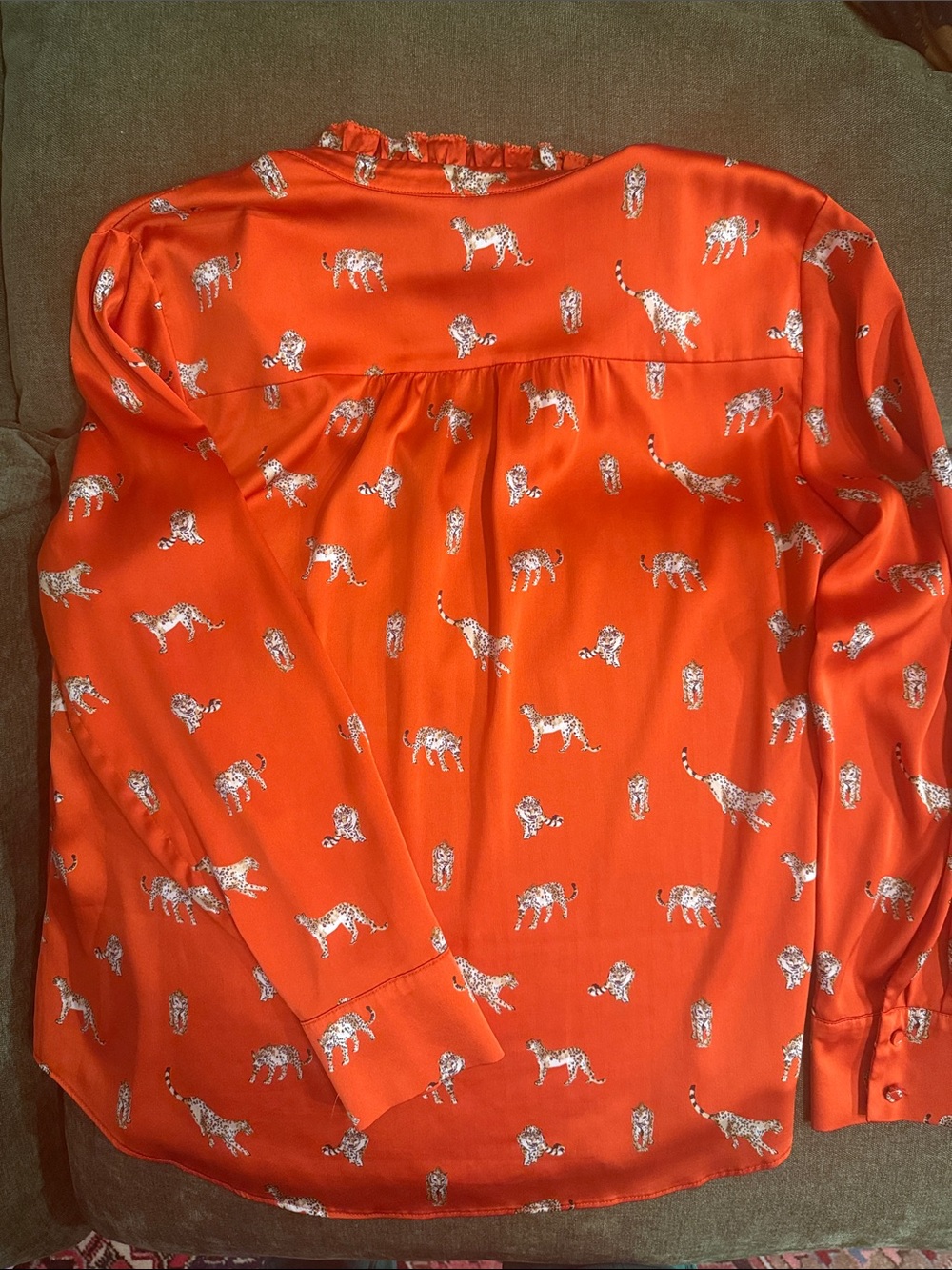 Chico's Bright Orange Leopard-Print Blouse - Picture 3 of 4